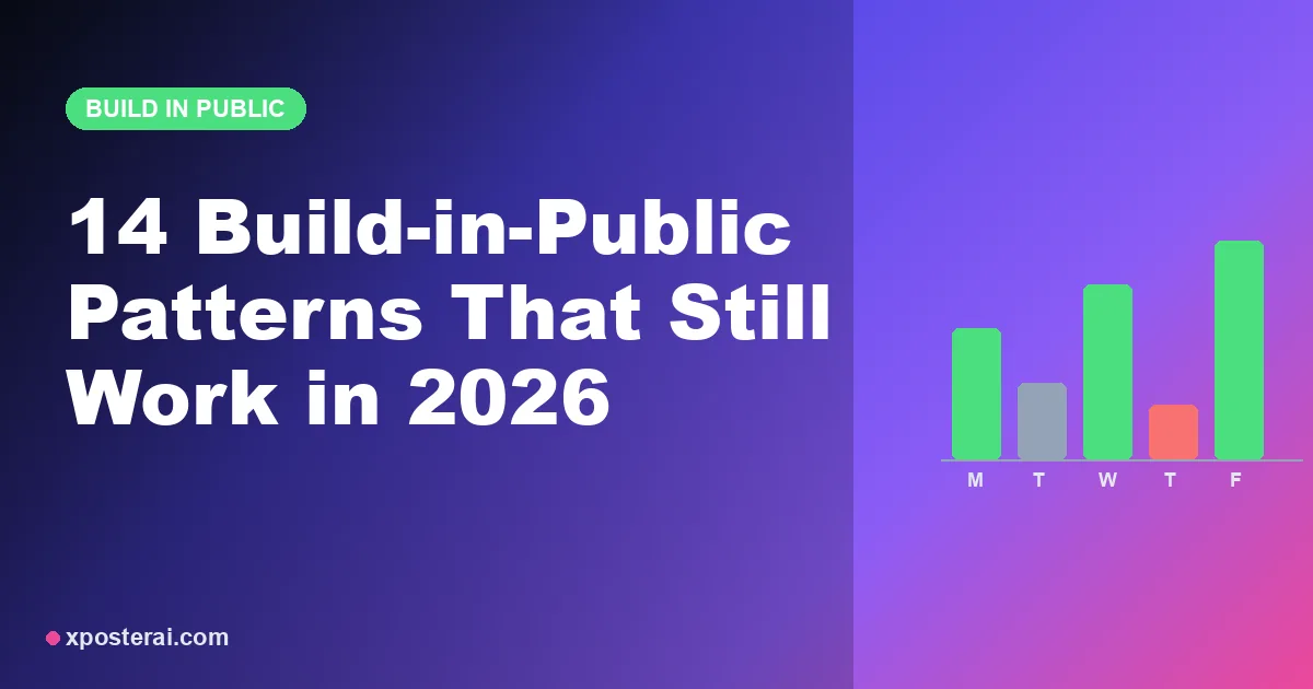 Cover image for Build in public on X without sounding desperate: 14 patterns that survive the 2026 algo