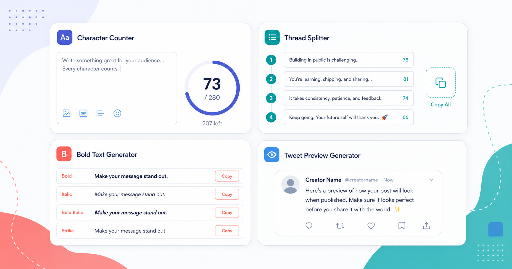 Cover image for 4 free Twitter tools for creators (no signup, runs in your browser)