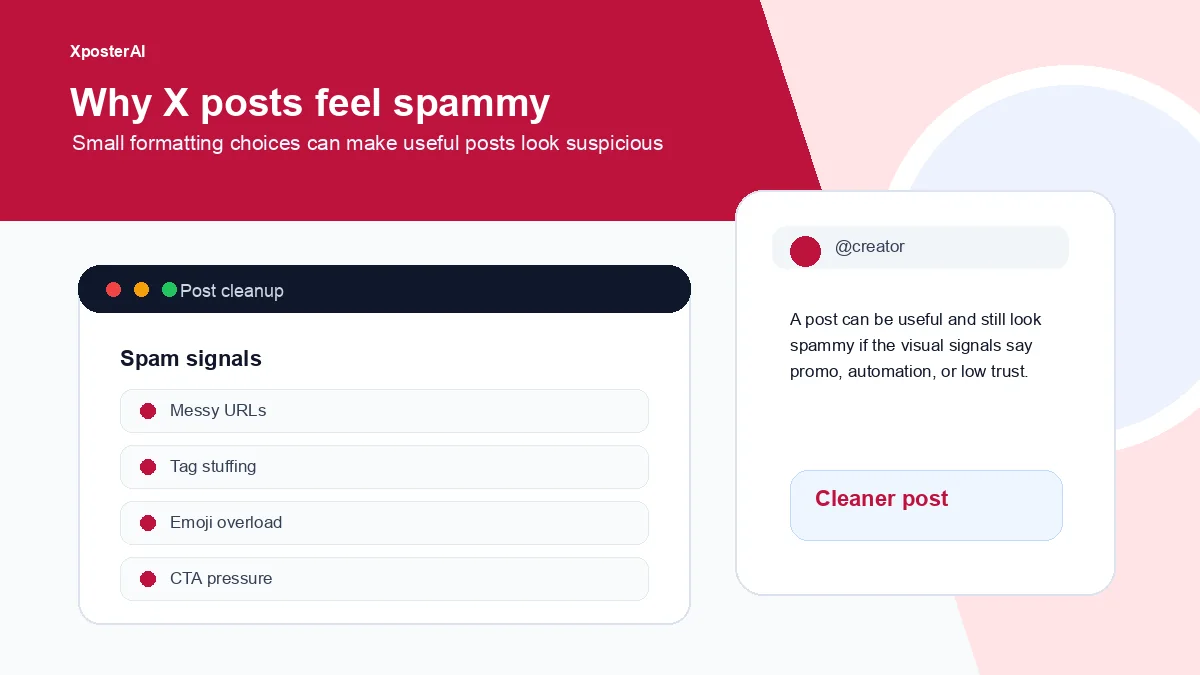 Cover image for The hidden reason your X posts feel spammy: links, hashtags, emojis, and formatting