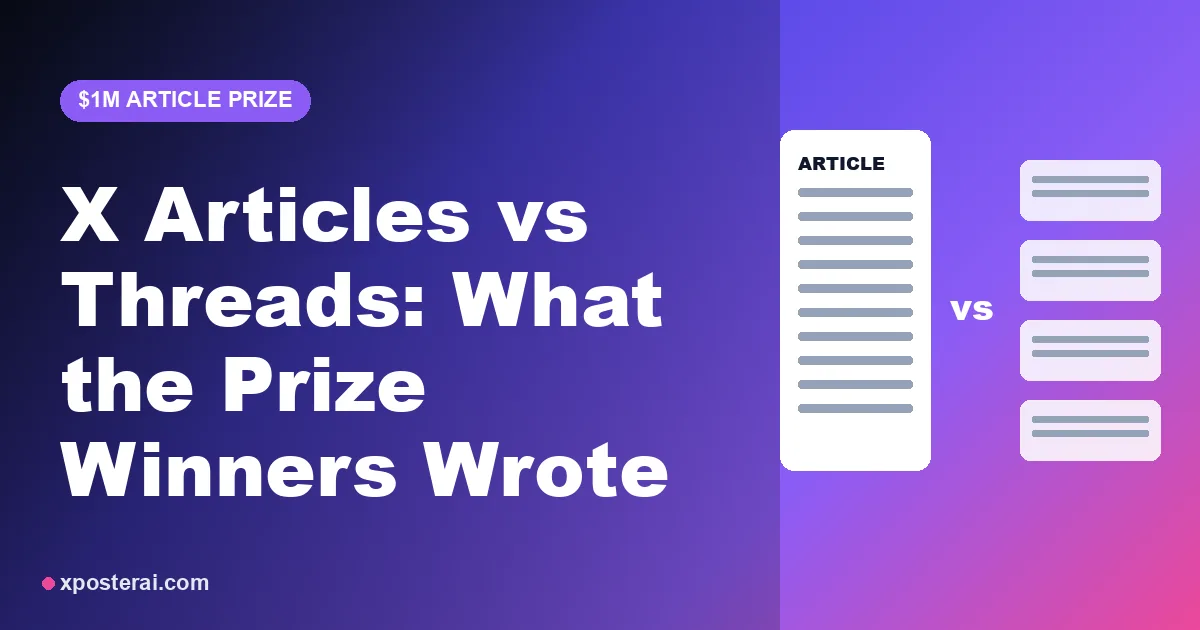 Cover image for X Articles vs threads in 2026: why the $1M prize winners wrote 1,200 words, not 2,500