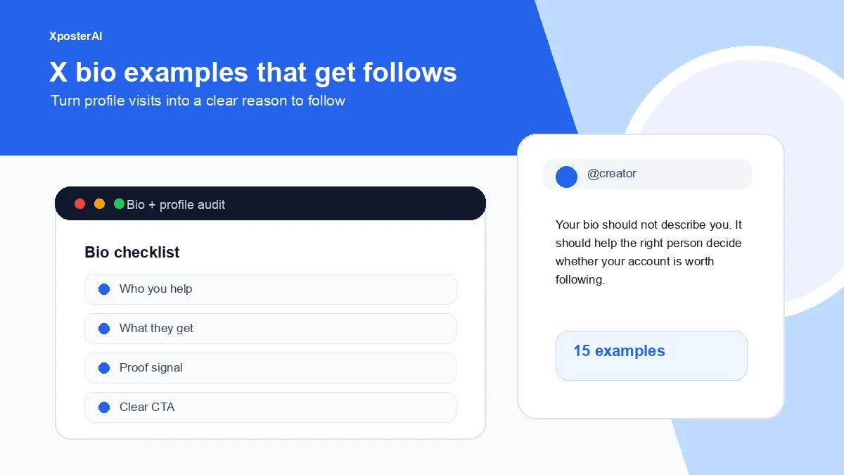 Cover image for Your X bio is probably wasting profile visits: 15 bio examples that get follows