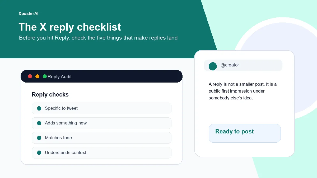 Cover image for The creator's X reply checklist: what to check before you hit Reply