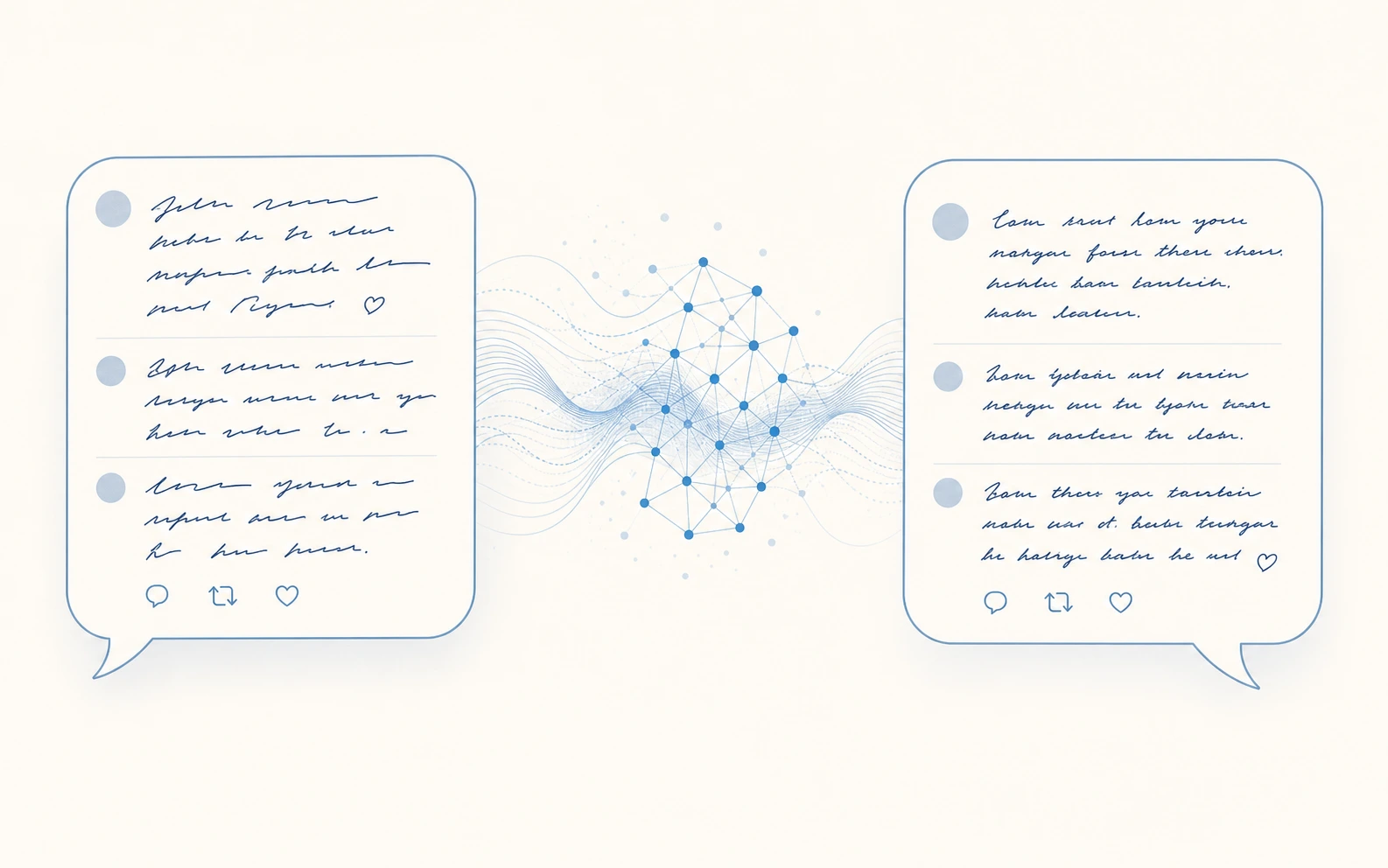 Conceptual illustration of Persona Studio learning a creator's writing voice
